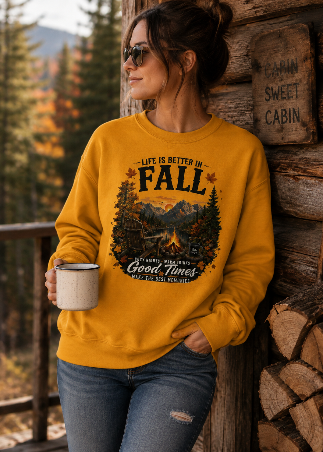 Life Is Better in Fall Sweatshirt | Vintage Autumn Camping Crewneck for Hikers & Nature Lovers