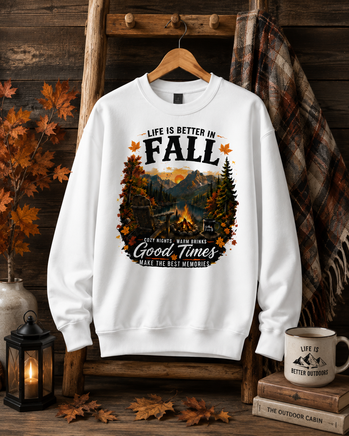Life Is Better in Fall Sweatshirt | Vintage Autumn Camping Crewneck for Hikers & Nature Lovers