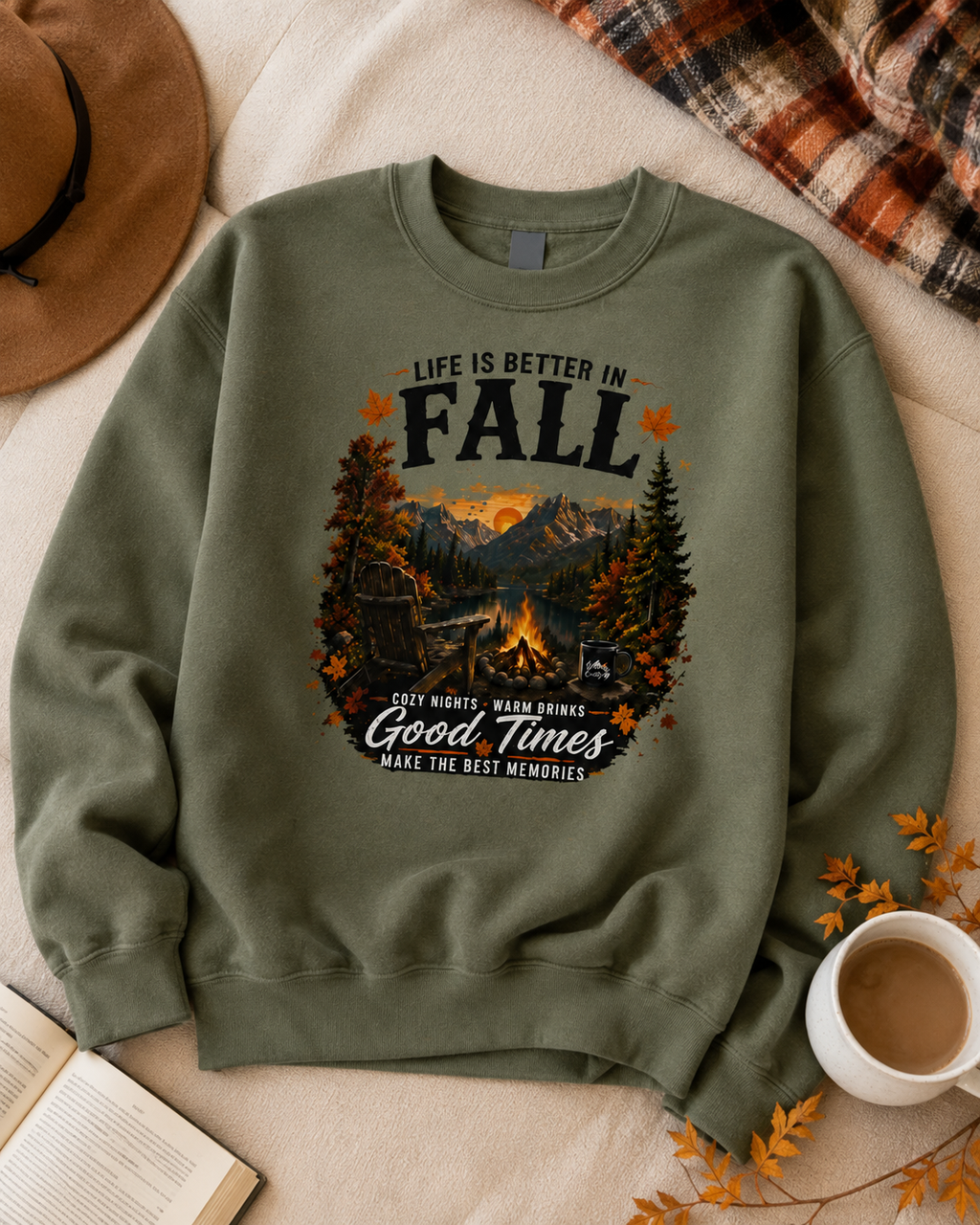 Life Is Better in Fall Sweatshirt | Vintage Autumn Camping Crewneck for Hikers & Nature Lovers
