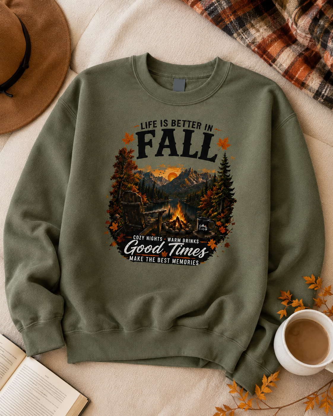 Life Is Better in Fall Sweatshirt | Vintage Autumn Camping Crewneck for Hikers & Nature Lovers