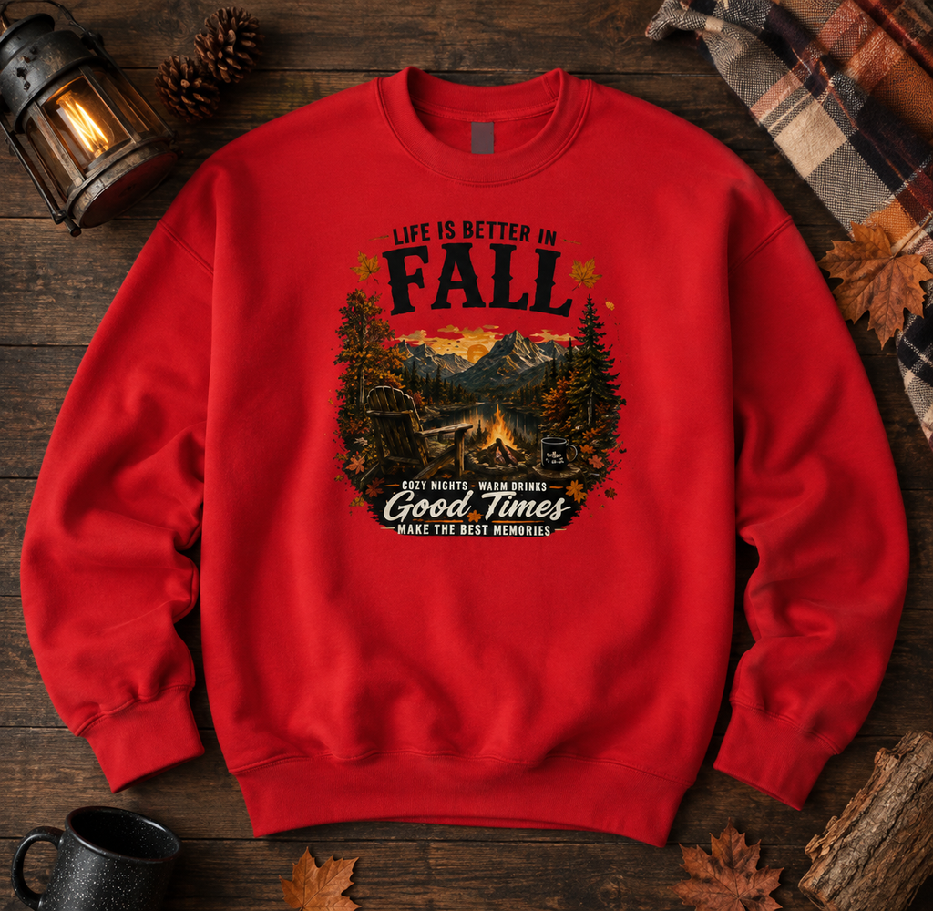 Life Is Better in Fall Sweatshirt | Vintage Autumn Camping Crewneck for Hikers & Nature Lovers