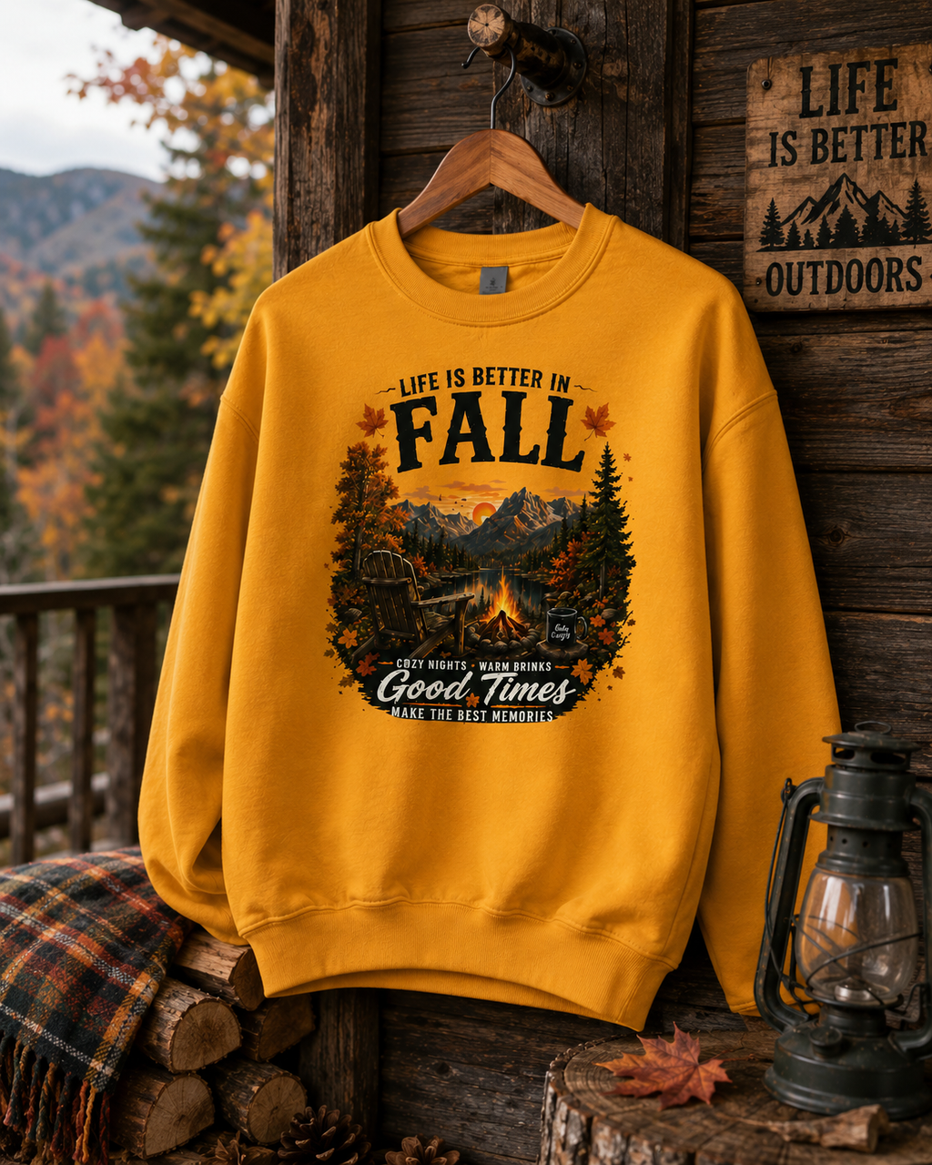 Life Is Better in Fall Sweatshirt | Vintage Autumn Camping Crewneck for Hikers & Nature Lovers