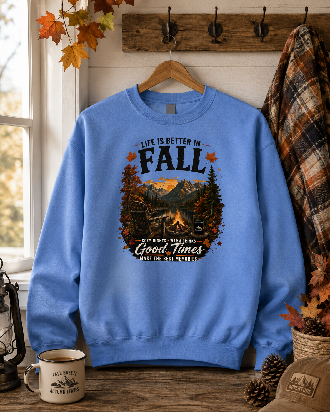 Life Is Better in Fall Sweatshirt | Vintage Autumn Camping Crewneck for Hikers & Nature Lovers