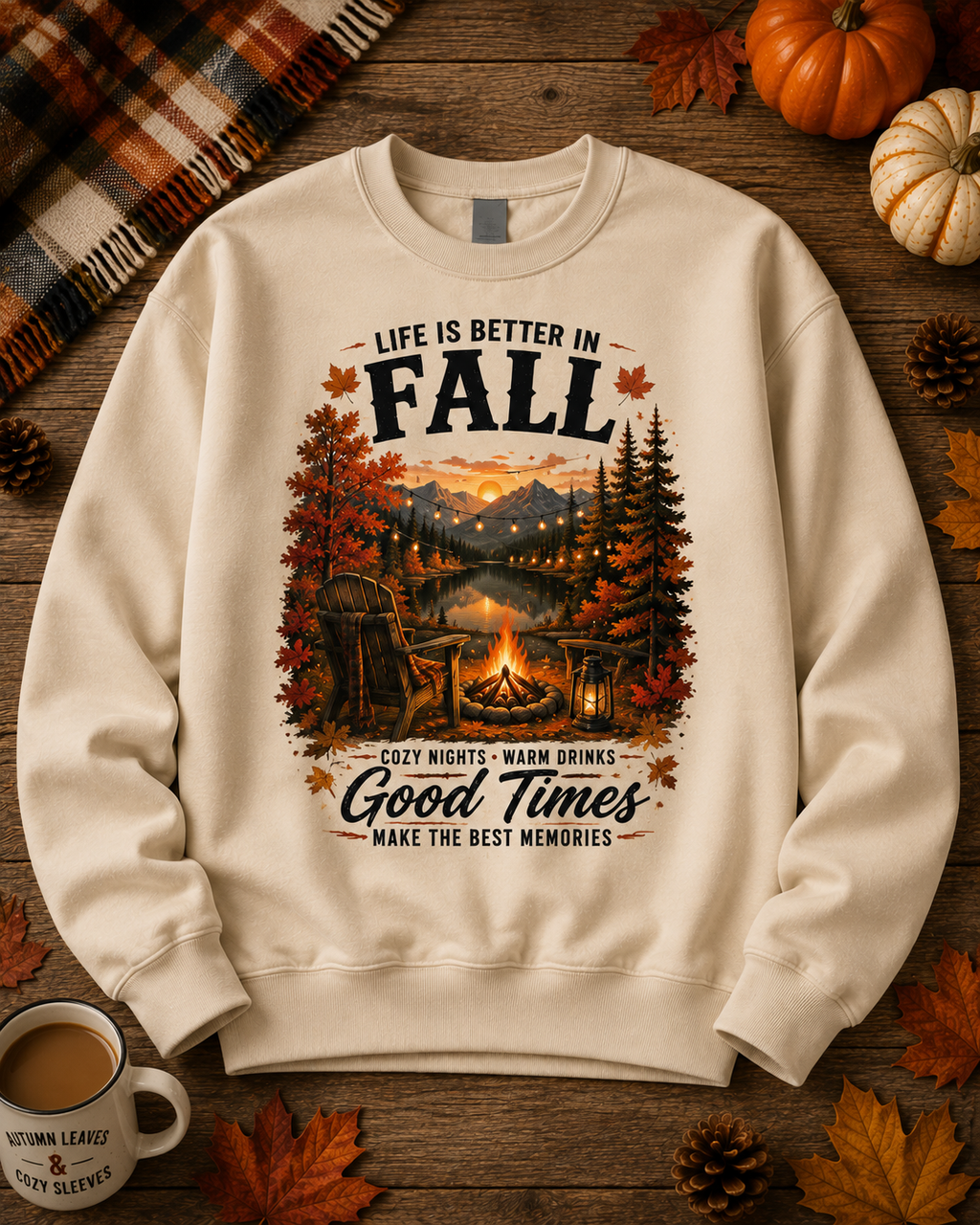 Life Is Better in Fall Sweatshirt | Vintage Autumn Camping Crewneck for Hikers & Nature Lovers