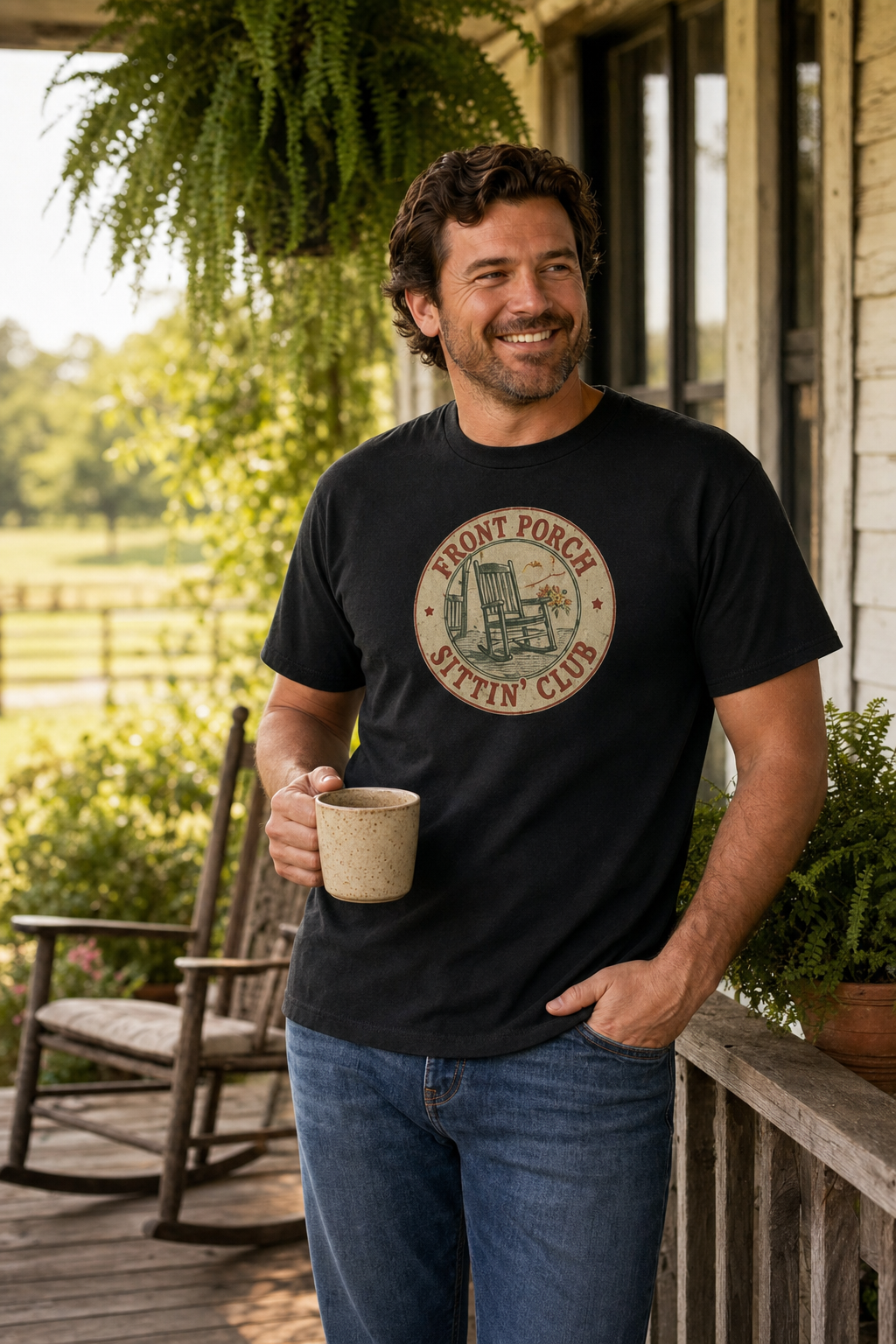 Vintage Front Porch Graphic T-Shirt | Front Porch Sittin' Club Unisex Cotton Tee