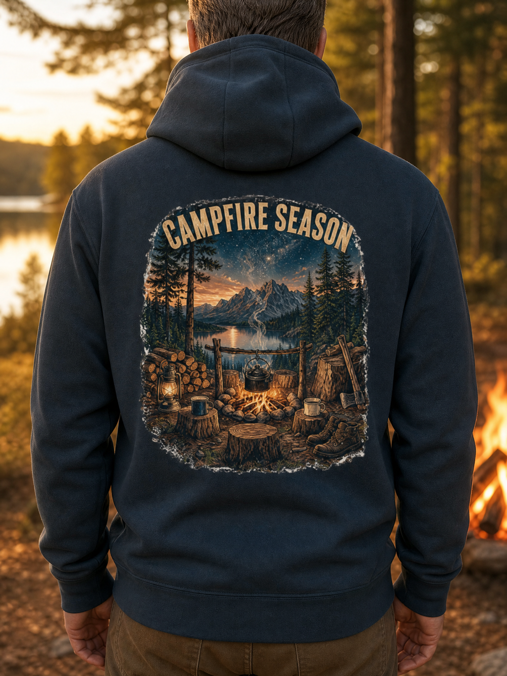 Vintage Campfire Hoodie – Campfire Season | Unisex Graphic Hoodie