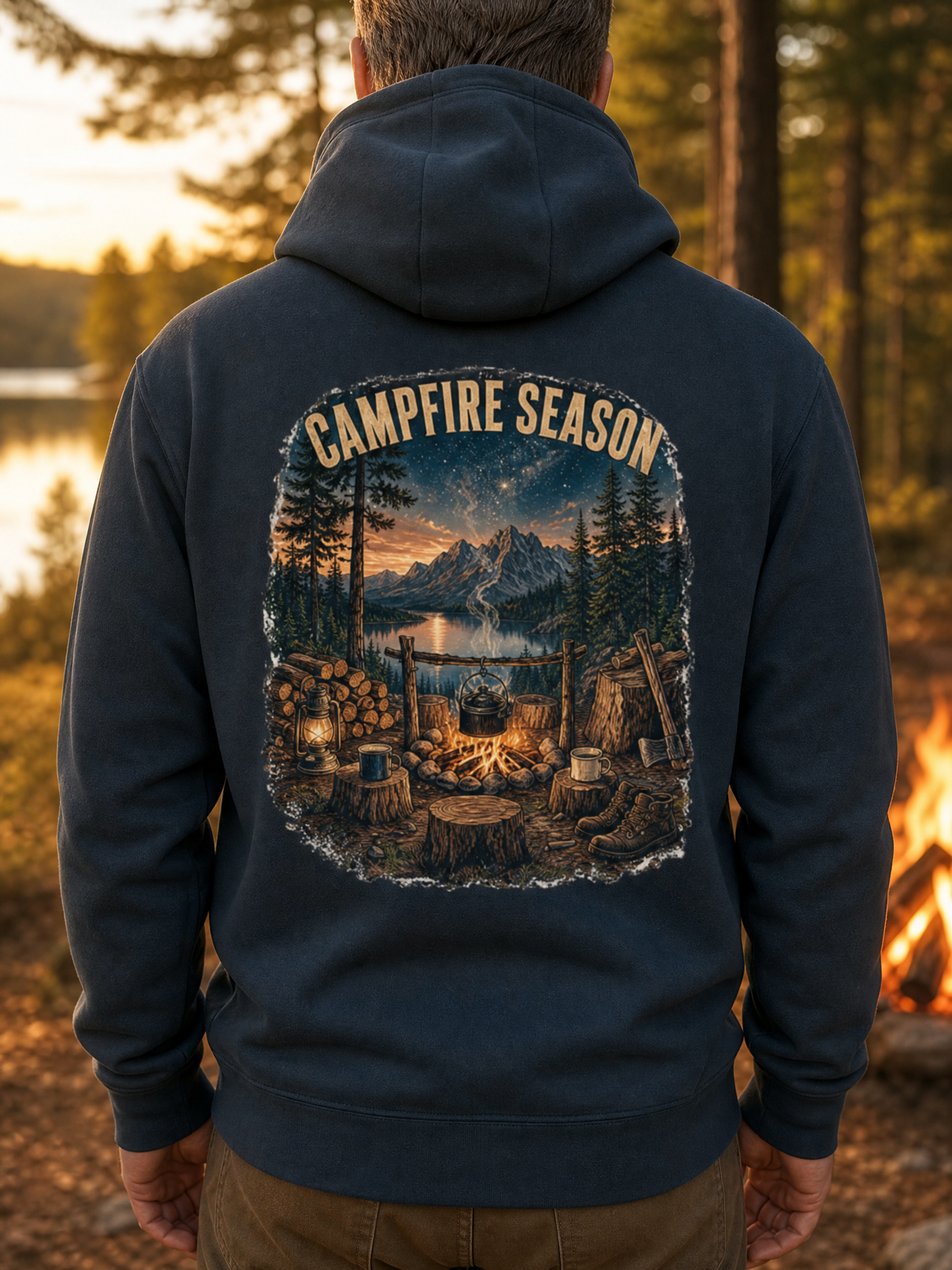 Vintage Campfire Hoodie – Campfire Season | Unisex Graphic Hoodie