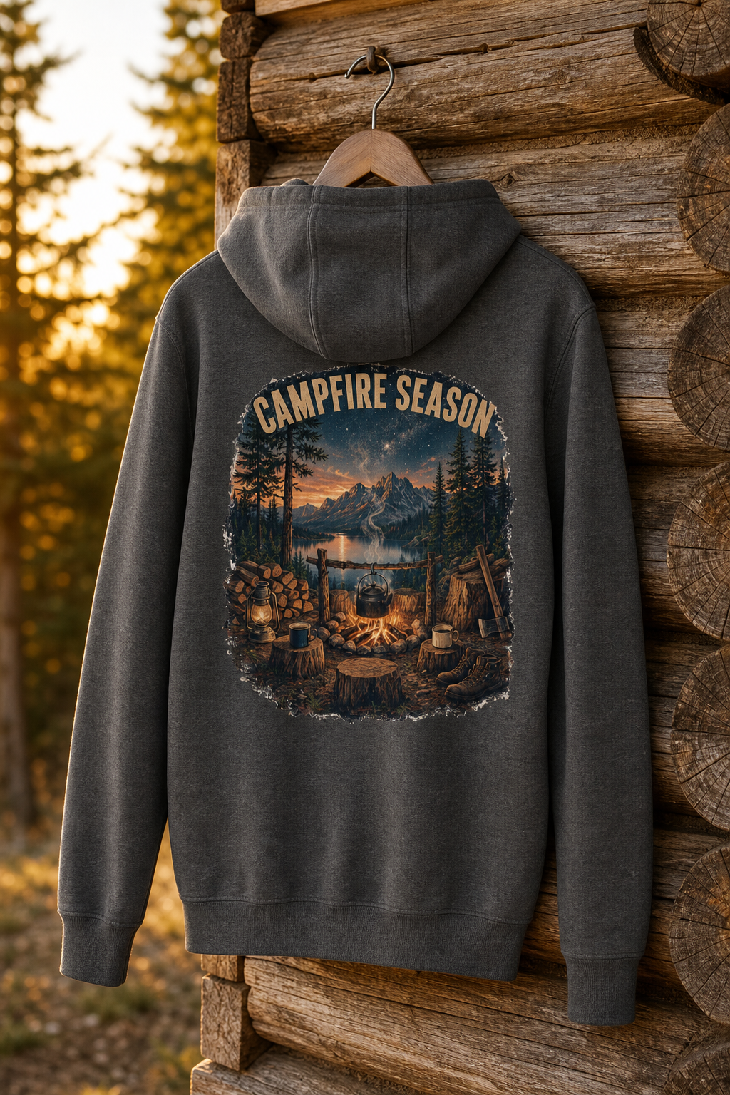 Vintage Campfire Hoodie – Campfire Season | Unisex Graphic Hoodie