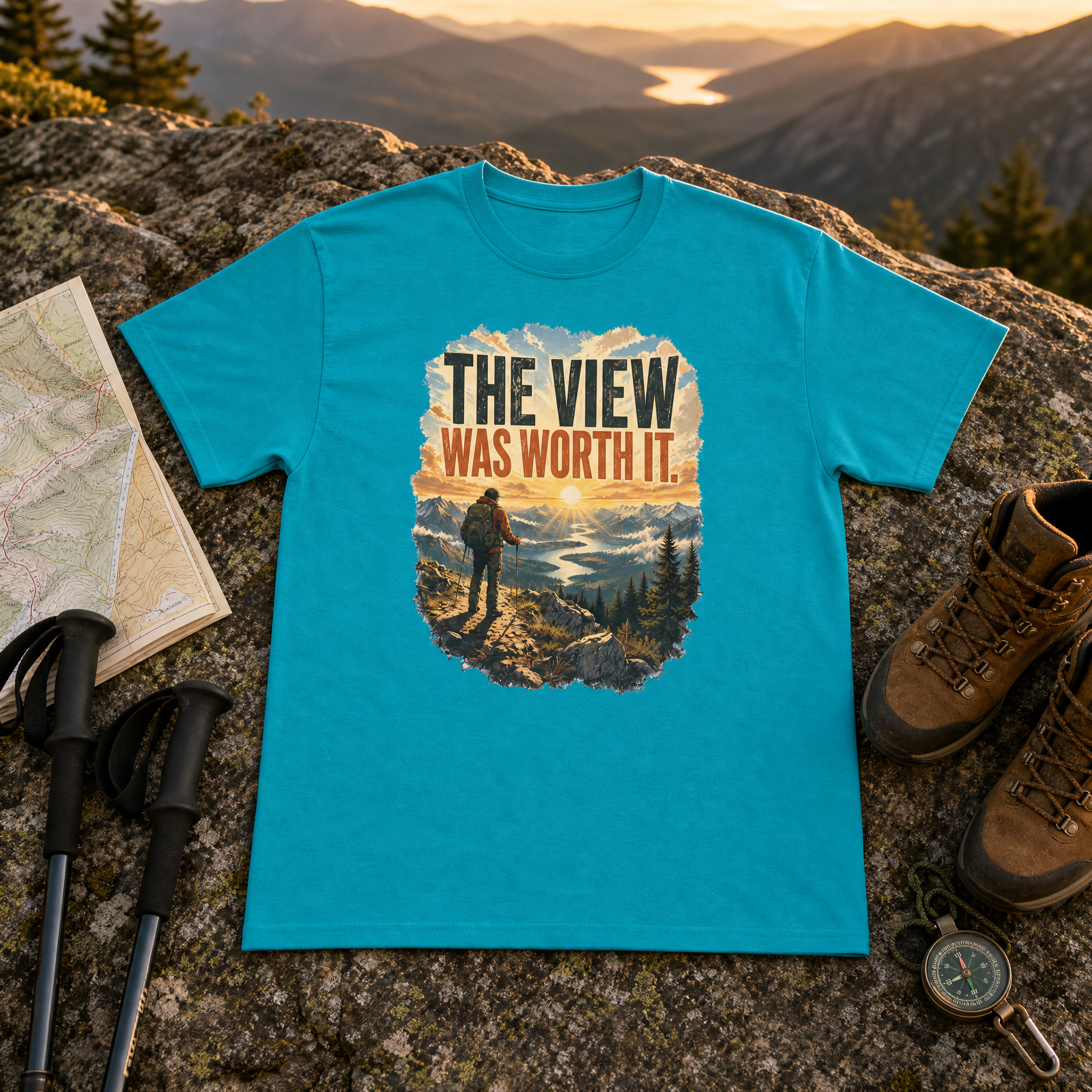 Vintage Hiking T-Shirt – The View Was Worth It | Unisex Graphic Tee