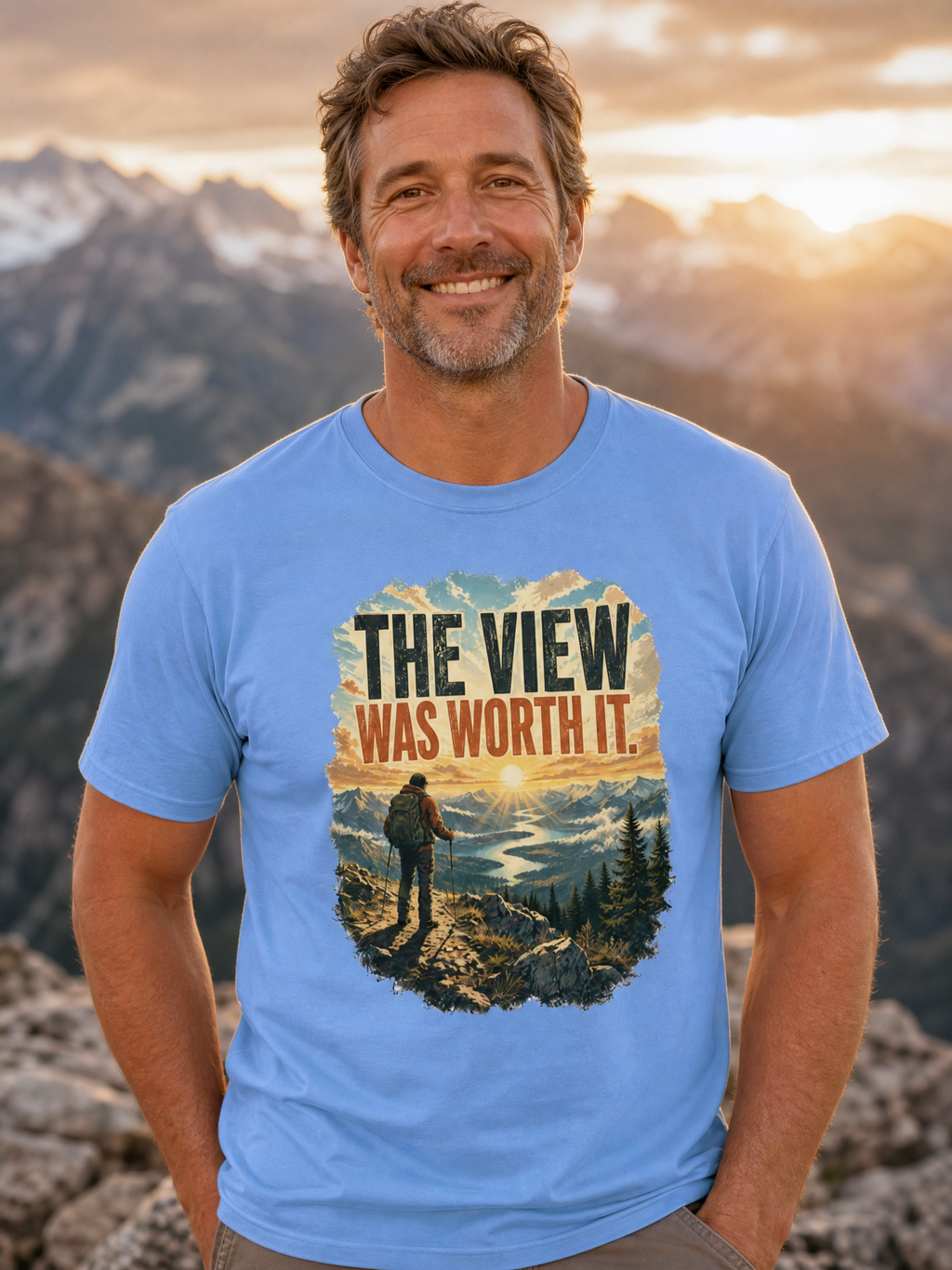 Vintage Hiking T-Shirt – The View Was Worth It | Unisex Graphic Tee