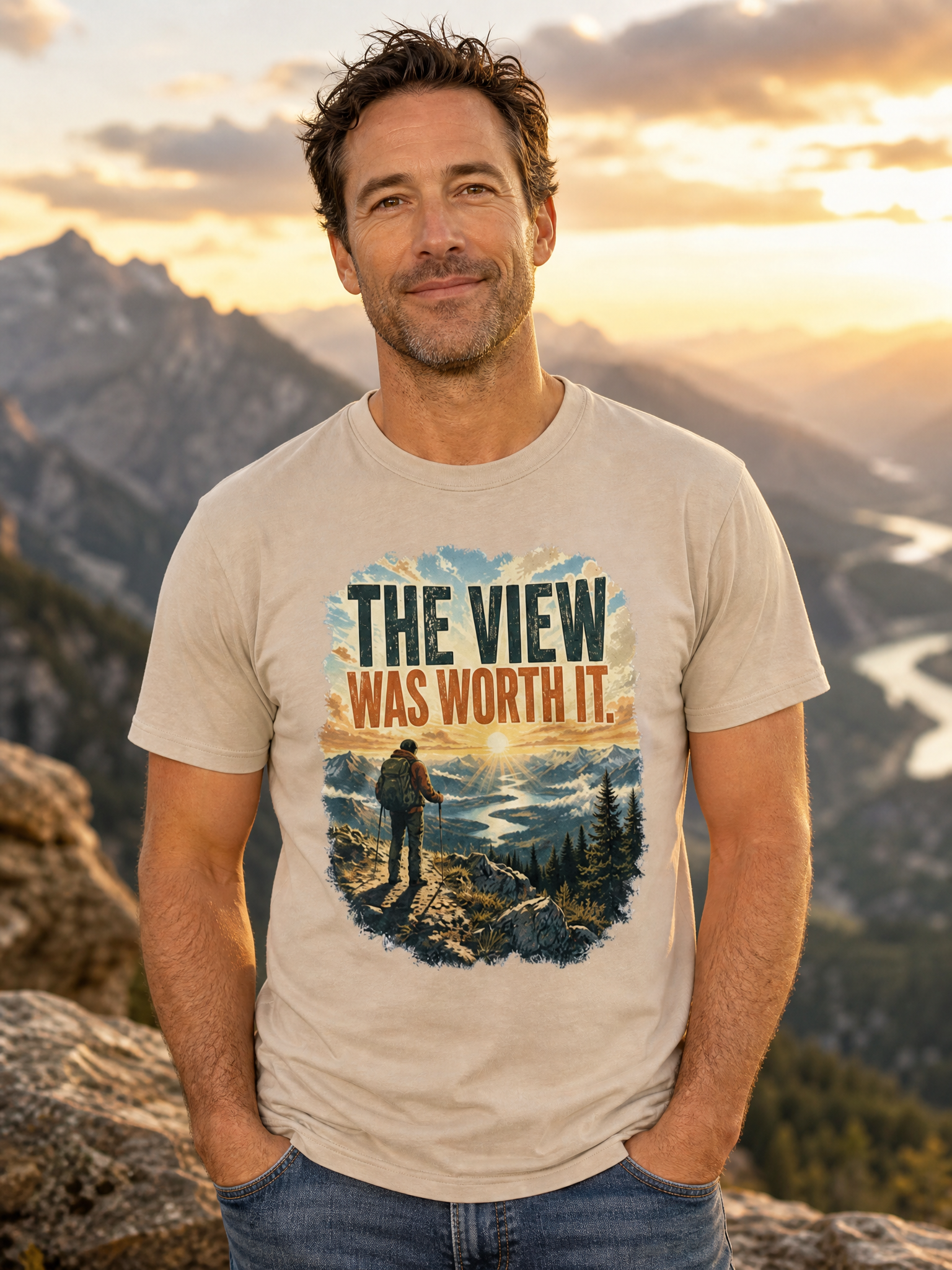 Vintage Hiking T-Shirt – The View Was Worth It | Unisex Graphic Tee